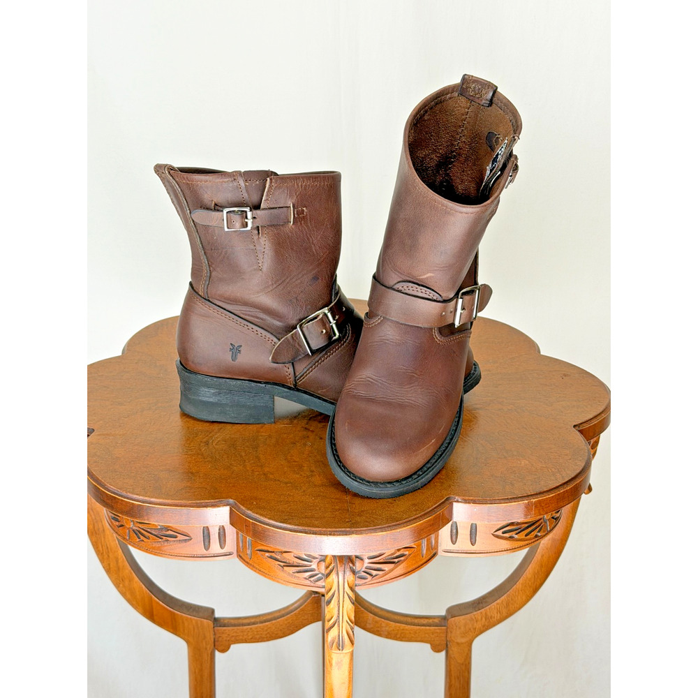 Frye 9" Tall Dark Brown Leather Boot MADE IN USA 8.5 #0119C